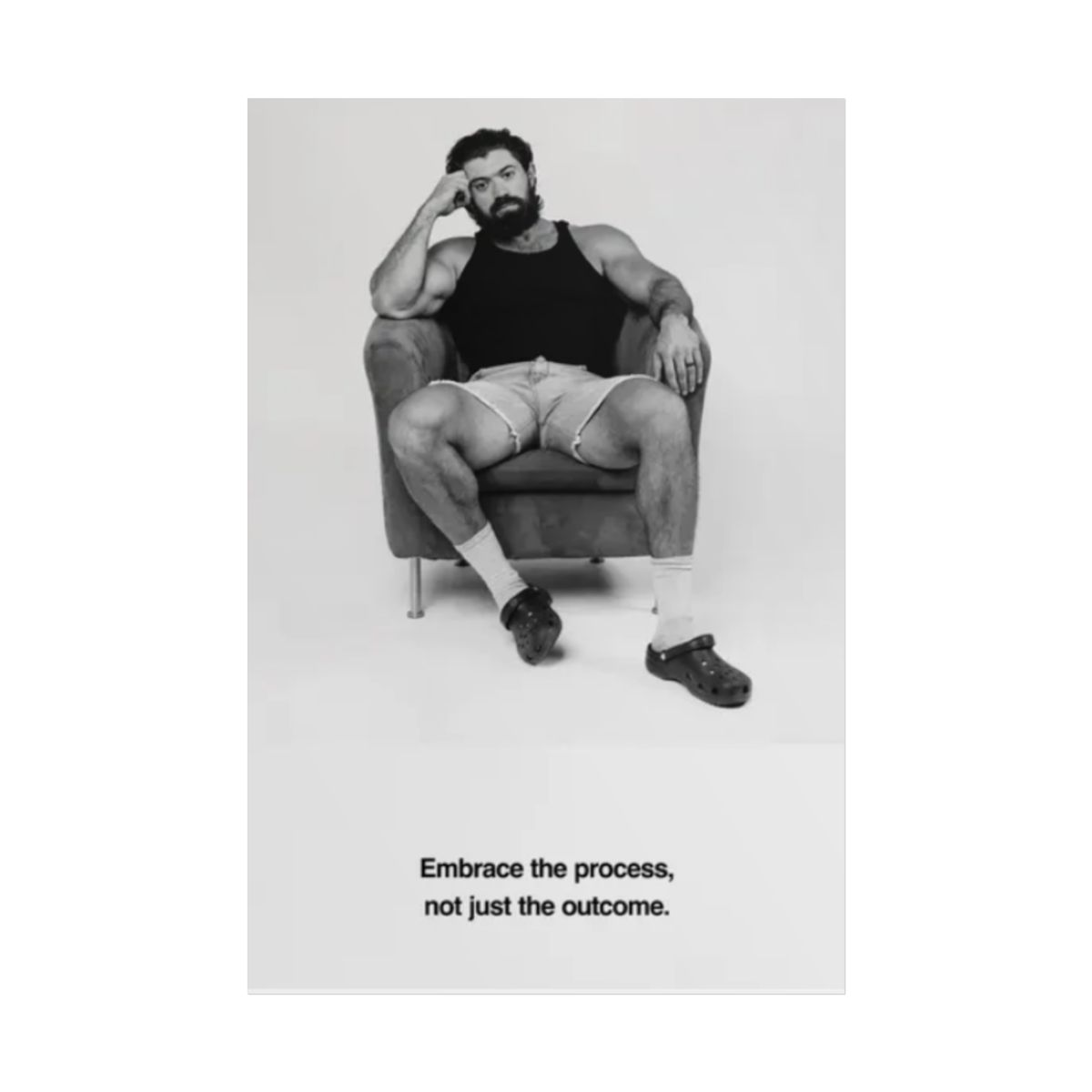 Bearded Man Sitting Poster | Rolled Poster, Motivational Quote | Alex Hormozi 