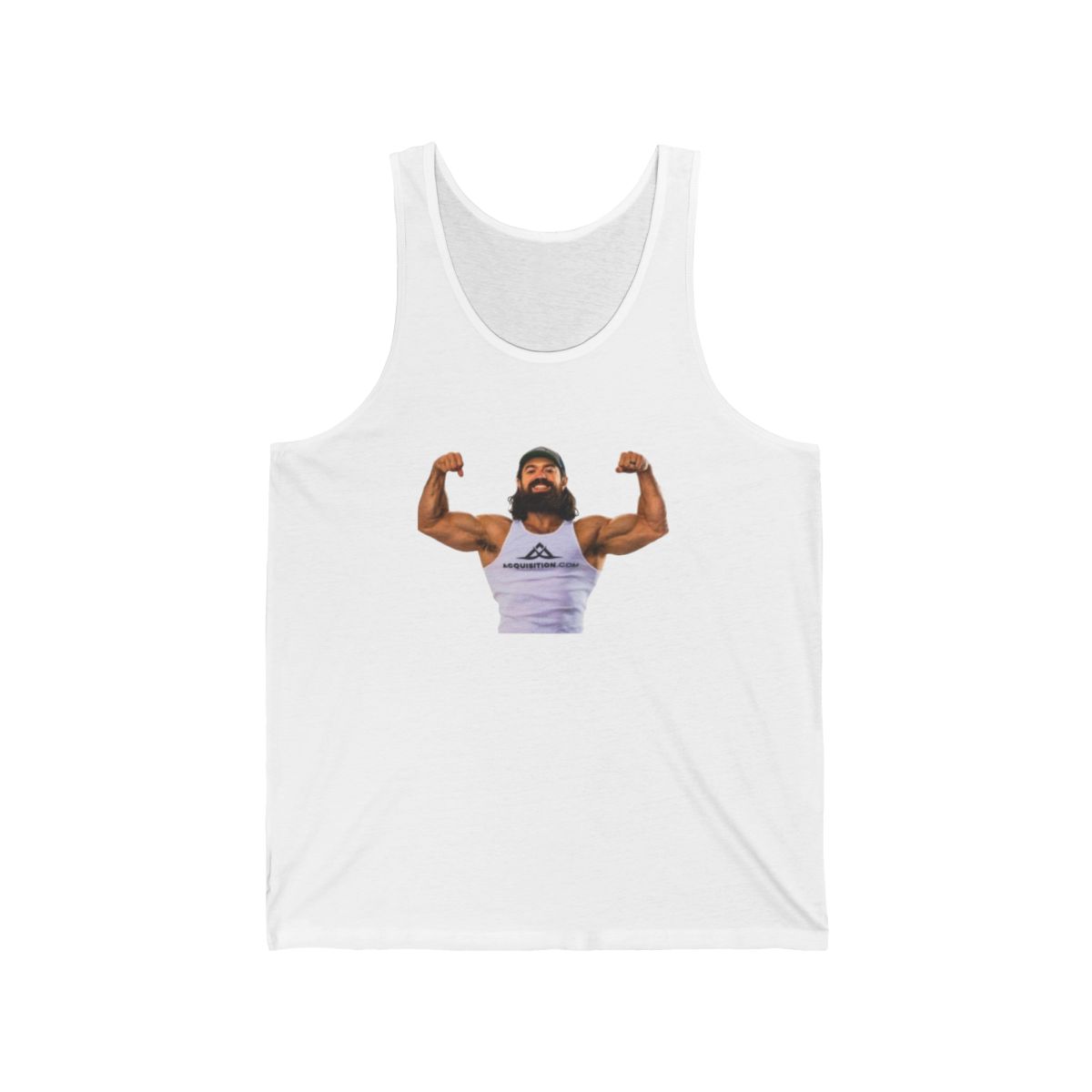 Bearded Bodybuilder Flexing Tank | Fitness Gym Muscle Illustration | Alex Hormozi