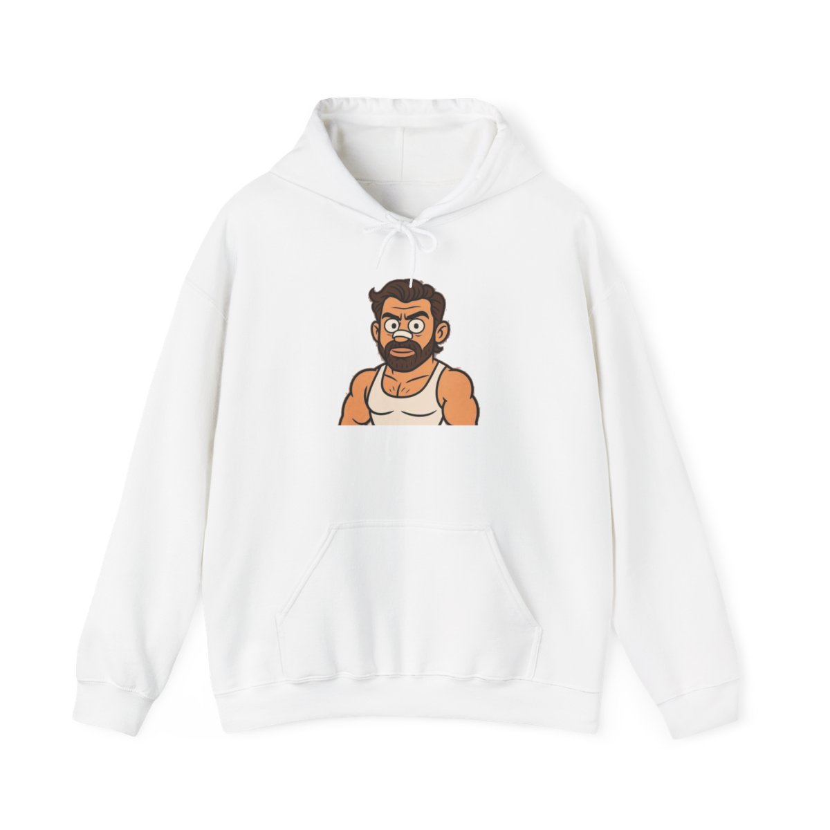 Bearded Man Cartoon Tank Top Hoodie | Graphic Sweatshirt, Male Character | Alex Hormozi — official Alex Hormozi Hoodies