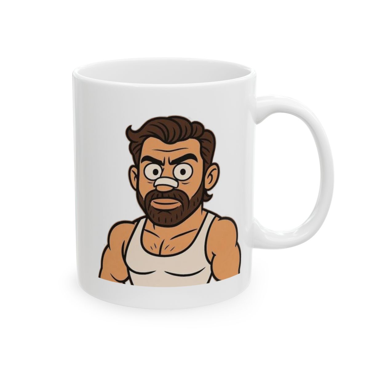 Bearded Bodybuilder Illustration Mug | Ceramic Coffee Cup | Alex Hormozi